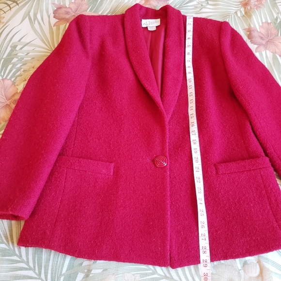 Vintage Claudia & Marc Wool Texture Blazer Red 12 Retro - Picture 10 of 13
